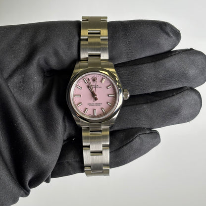 Rolex Oyster Perpetual 28mm Pink Dial Watch Ref# 276200 - Happy Jewelers Fine Jewelry Lifetime Warranty