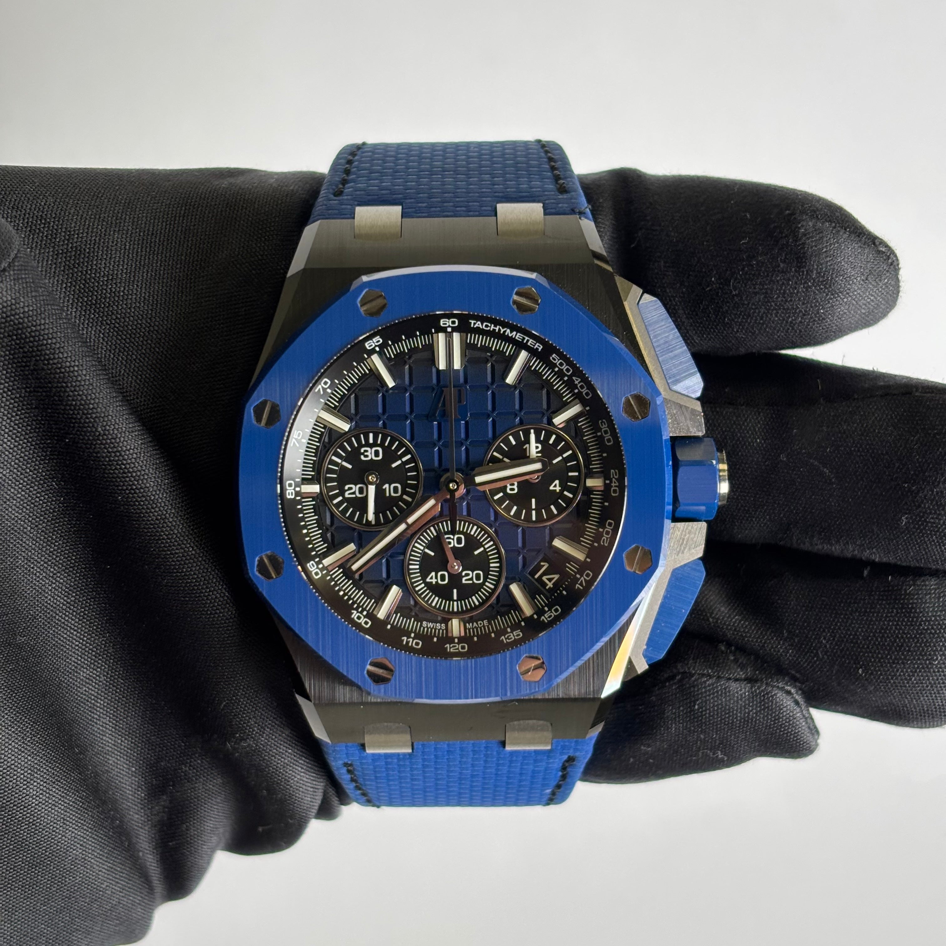Audemars Piguet Royal Oak 43mm Blue Dial Watch Ref# 26420CE.OO.A043VE.01 - Happy Jewelers Fine Jewelry Lifetime Warranty
