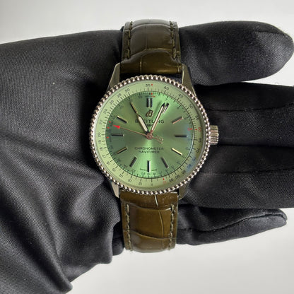 Breitling Navitimer 35mm Green Dial Watch Ref# A17395 - Happy Jewelers Fine Jewelry Lifetime Warranty