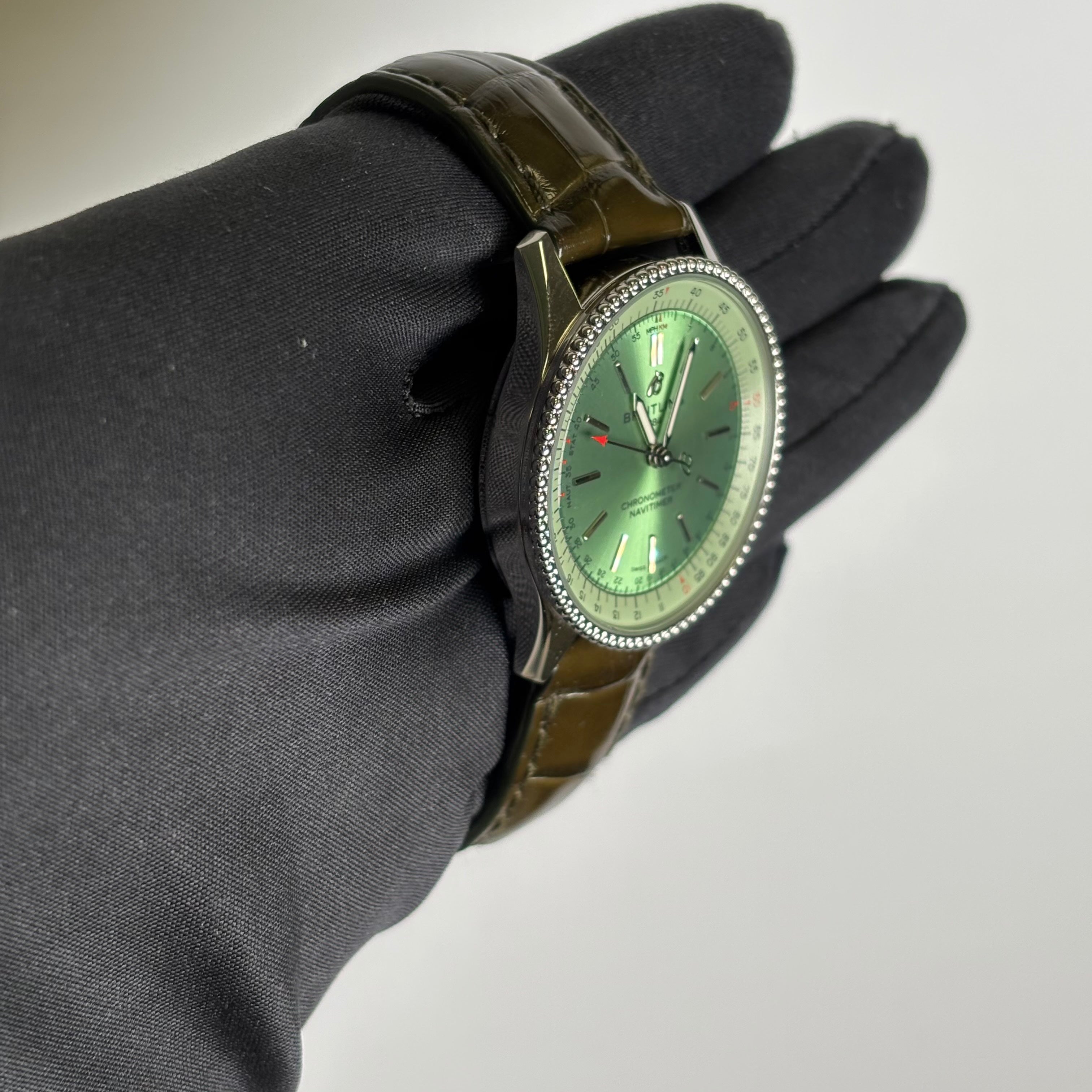 Breitling Navitimer 35mm Green Dial Watch Ref# A17395 - Happy Jewelers Fine Jewelry Lifetime Warranty