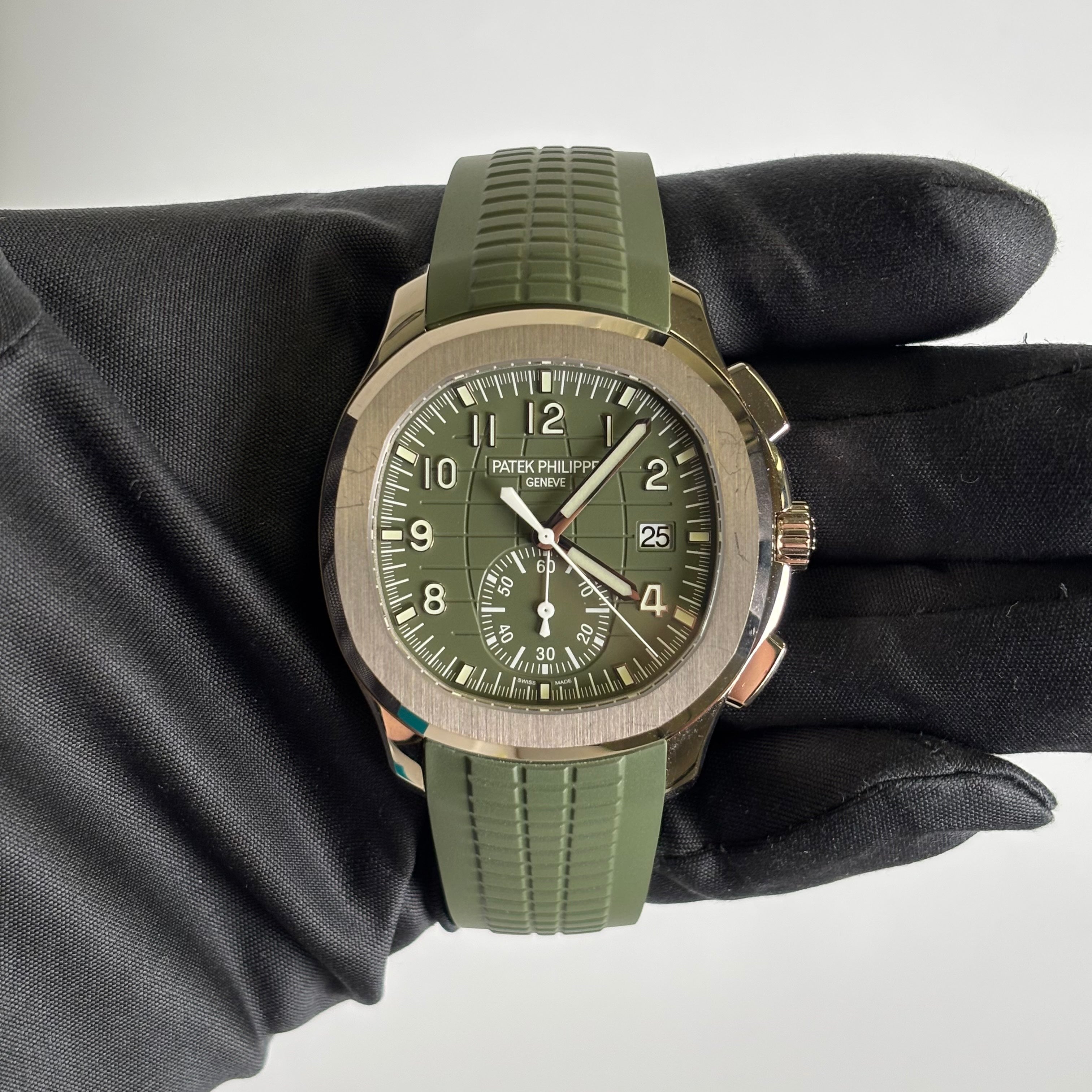 Patek Philippe Aquanaut 42mm Green Dial Watch Ref# 5968G-010 - Happy Jewelers Fine Jewelry Lifetime Warranty