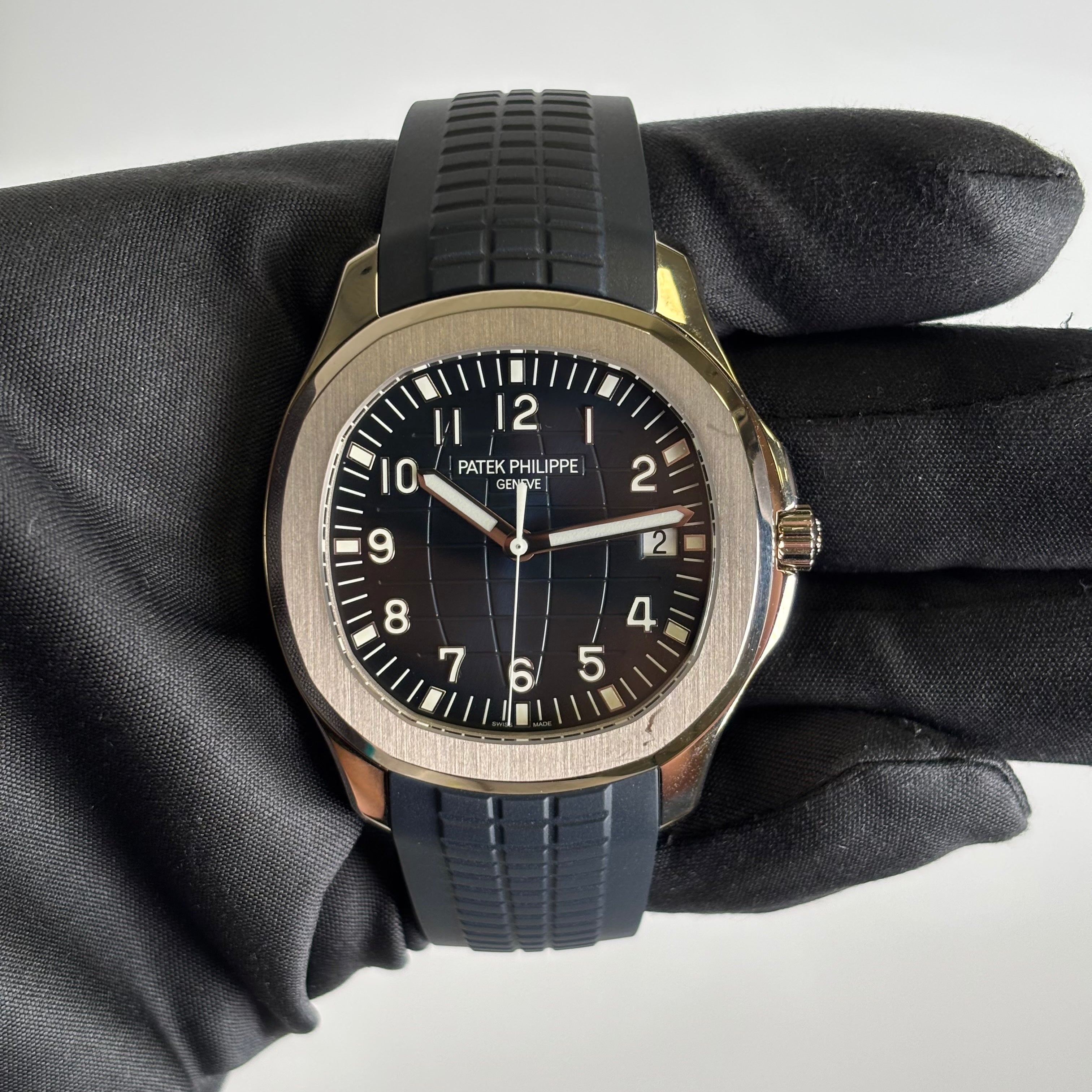 Patek Philippe Aquanaut 42mm Blue Dial Watch Ref# 5168G-001 - Happy Jewelers Fine Jewelry Lifetime Warranty