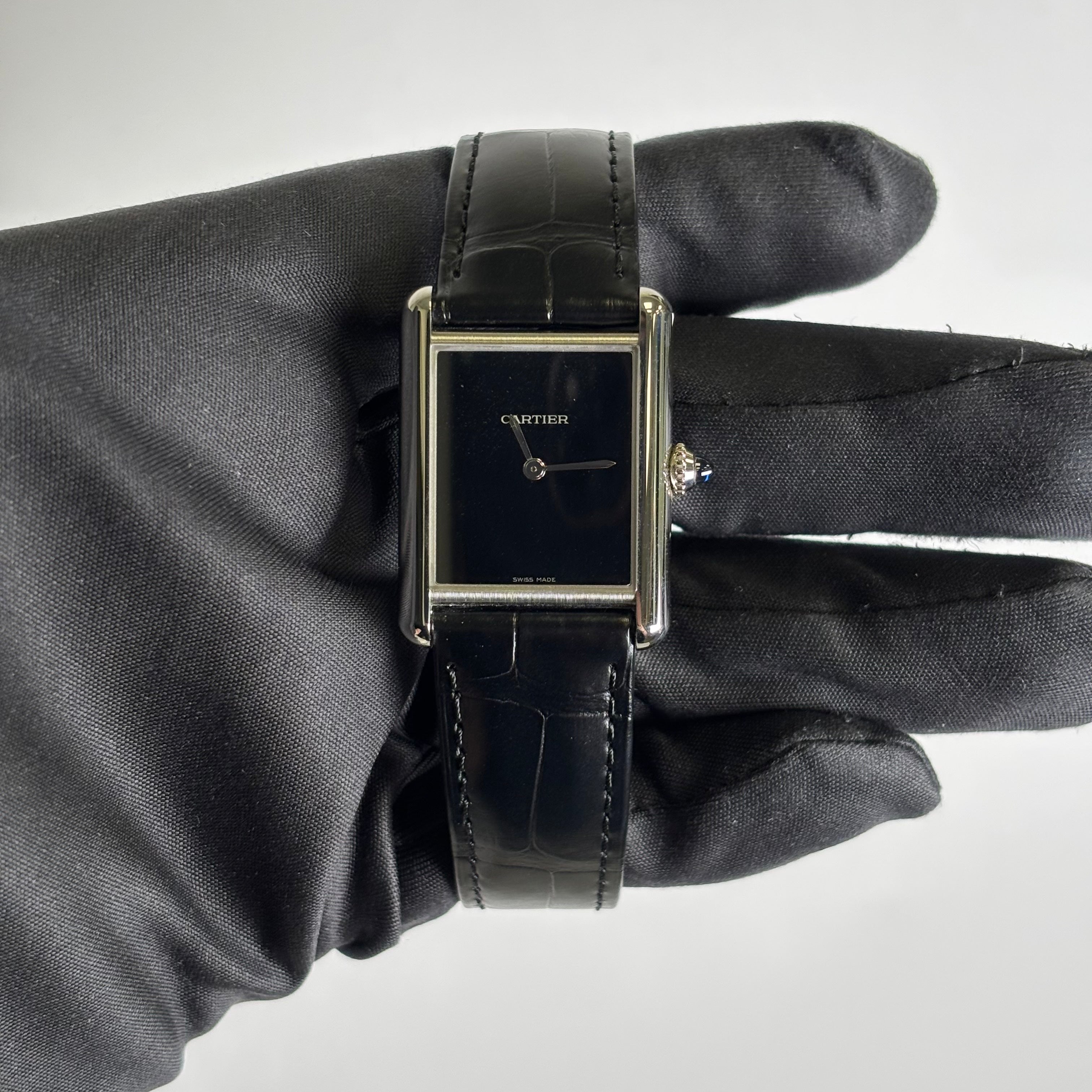 Cartier Tank 25.5mm Black Dial Watch Ref# WSTA0072 - Happy Jewelers Fine Jewelry Lifetime Warranty