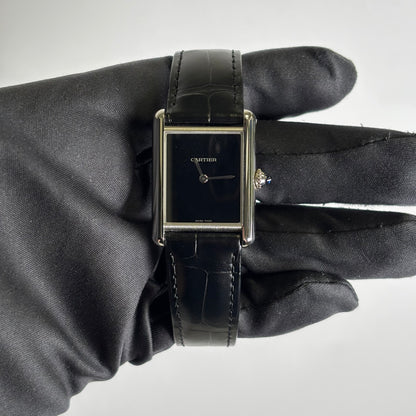 Cartier Tank 25.5mm Black Dial Watch Ref# WSTA0072 - Happy Jewelers Fine Jewelry Lifetime Warranty