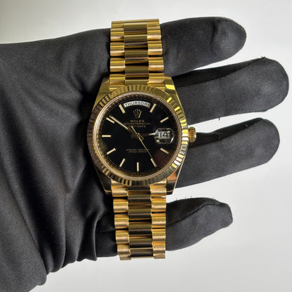 Rolex Day-Date 40mm Black Dial Watch Ref# 228238 - Happy Jewelers Fine Jewelry Lifetime Warranty
