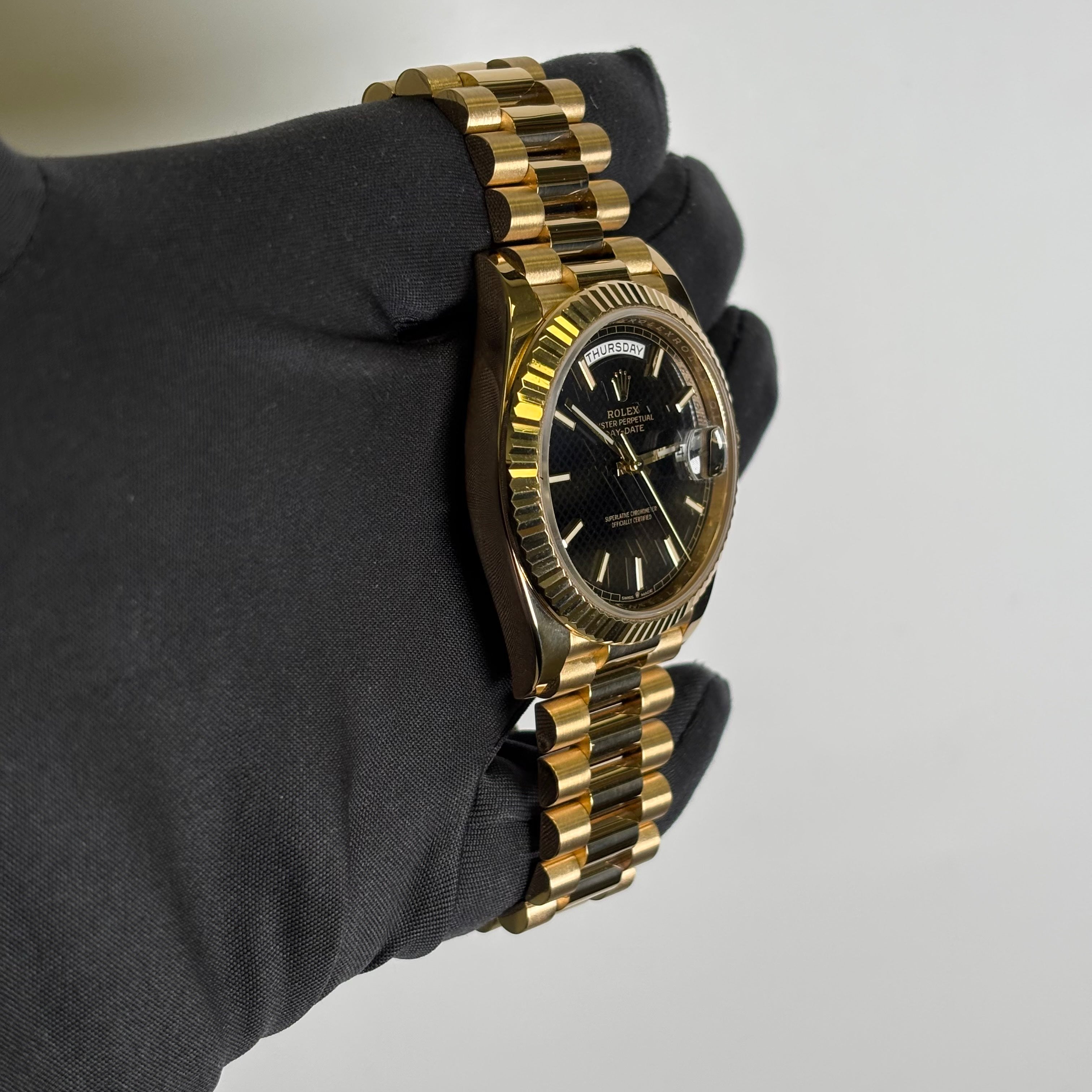 Rolex Day-Date 40mm Black Dial Watch Ref# 228238 - Happy Jewelers Fine Jewelry Lifetime Warranty