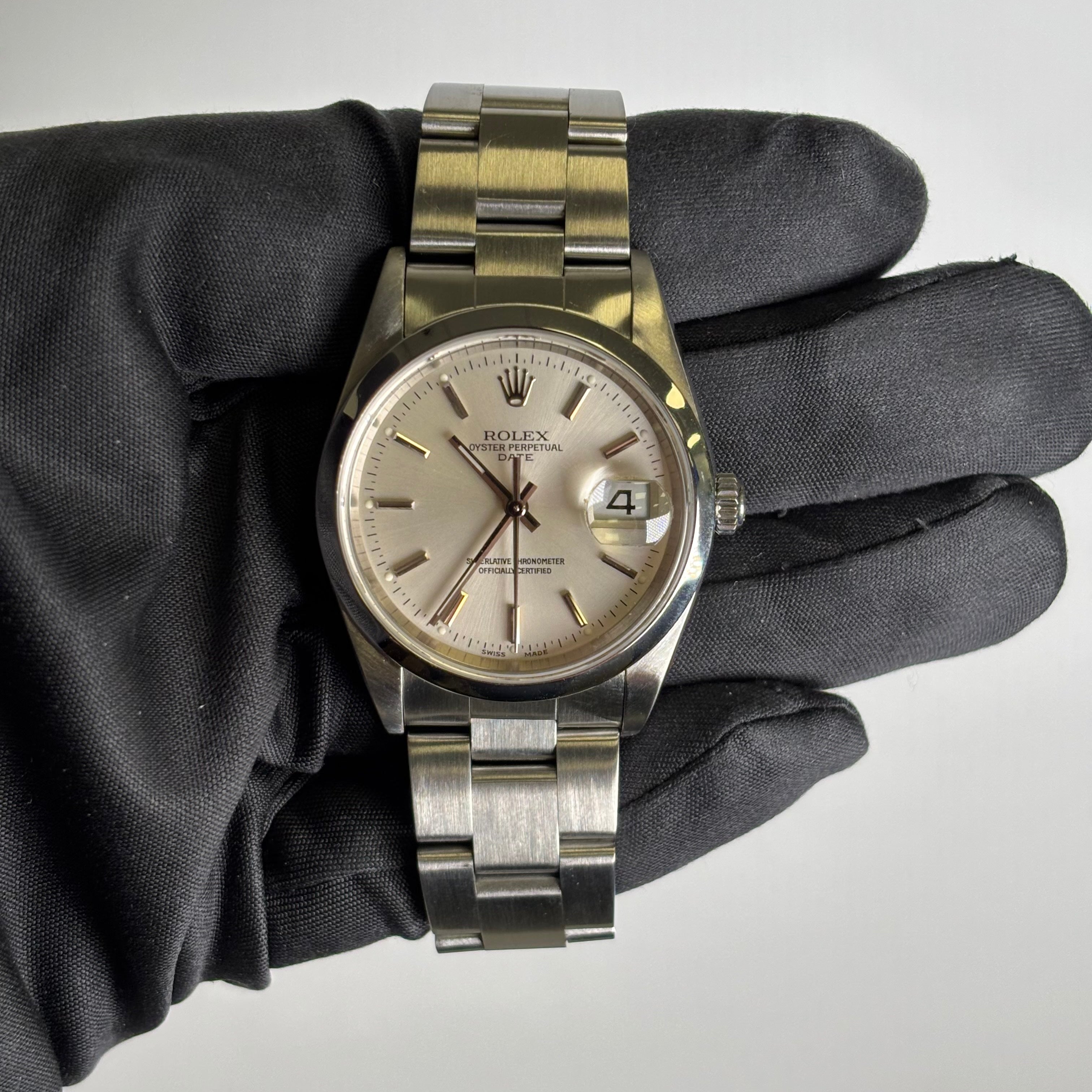 Rolex Oyster Perpetual 34mm Silver Dial Watch Ref# 15200 - Happy Jewelers Fine Jewelry Lifetime Warranty