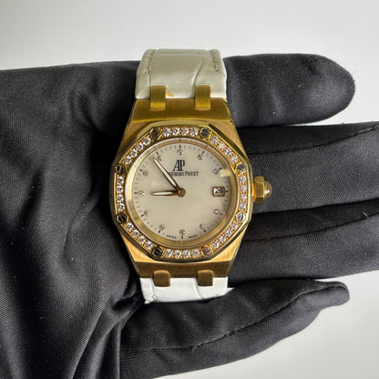 Audemars Piguet Royal Oak 33mm MOP Dial Watch Ref# 67601BA.ZZ.D012CR.03 - Happy Jewelers Fine Jewelry Lifetime Warranty