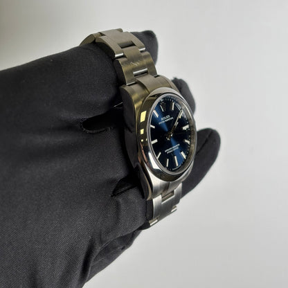 Rolex Oyster Perpetual 34mm Blue Dial Watch Ref# 124200 - Happy Jewelers Fine Jewelry Lifetime Warranty