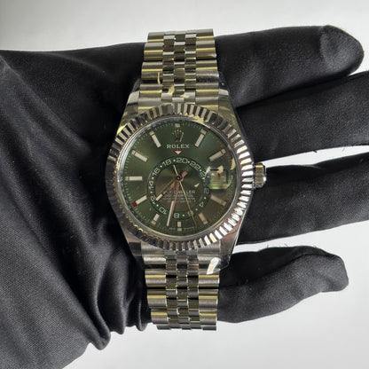 Rolex Sky-Dweller 42mm Green Dial Watch Ref# 336934 - Happy Jewelers Fine Jewelry Lifetime Warranty