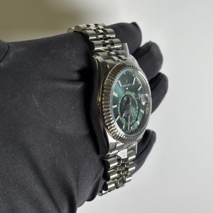 Rolex Sky-Dweller 42mm Green Dial Watch Ref# 336934 - Happy Jewelers Fine Jewelry Lifetime Warranty