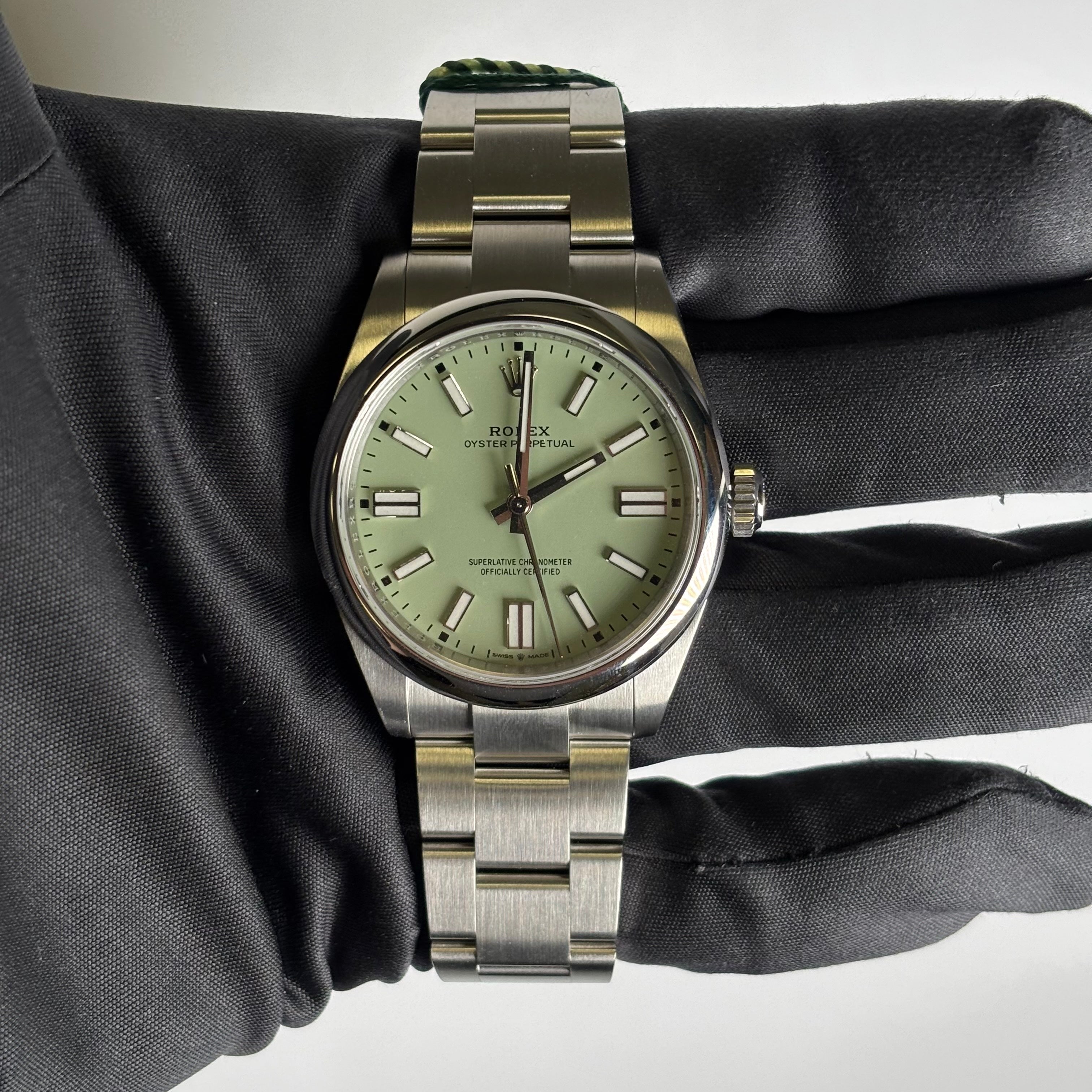 Rolex Oyster Perpetual 41mm Pistachio Dial Watch Ref# 134300 - Happy Jewelers Fine Jewelry Lifetime Warranty