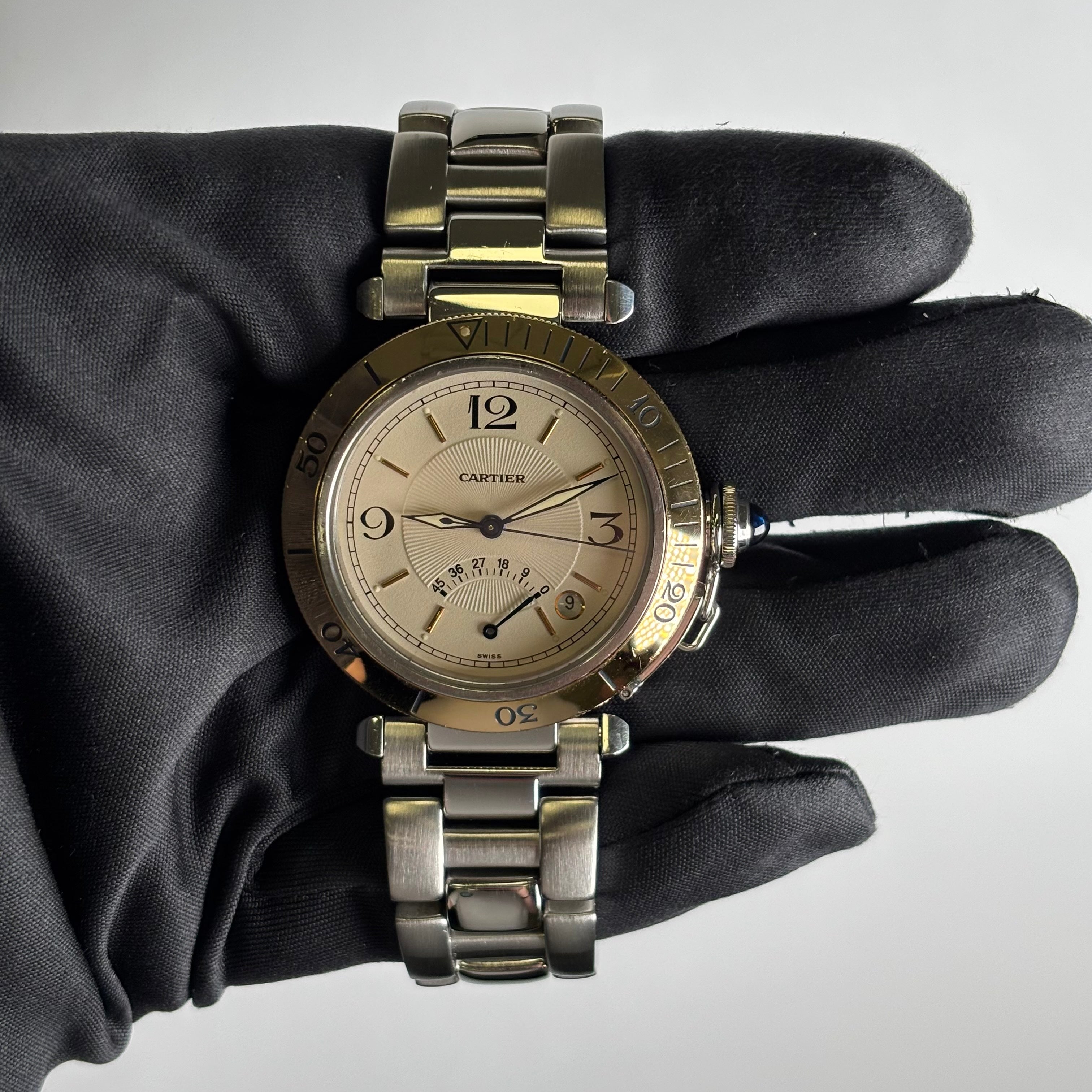 Cartier Pasha 38mm Cream Dial Watch Ref# W31012H3 - Happy Jewelers Fine Jewelry Lifetime Warranty