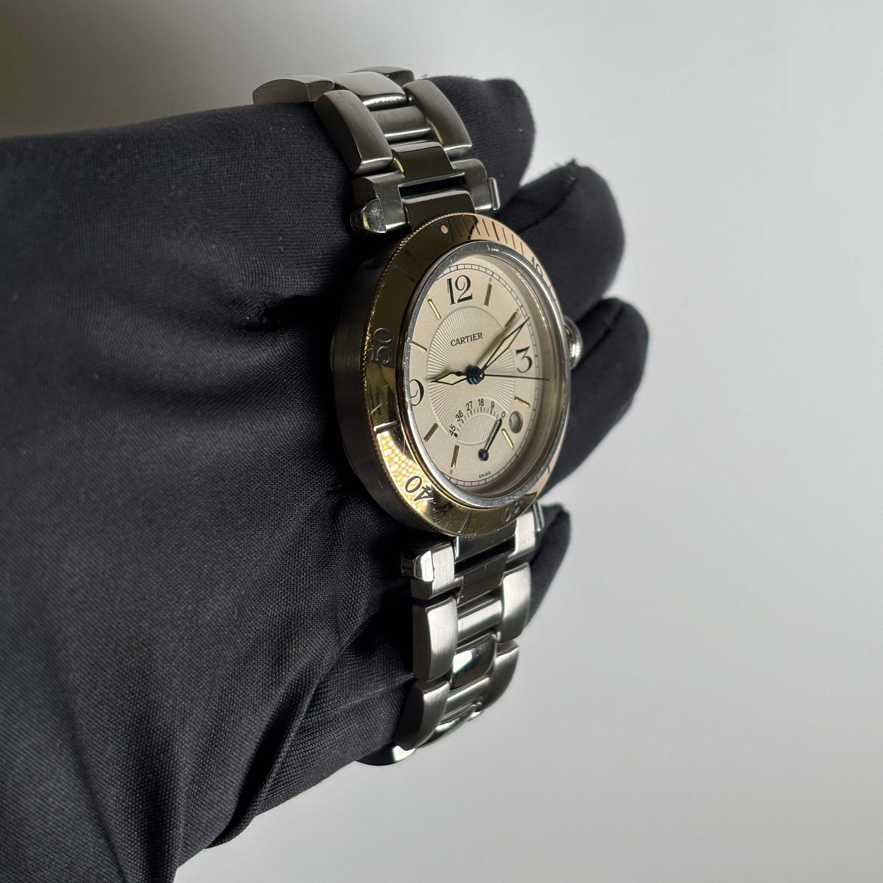 Cartier Pasha 38mm Cream Dial Watch Ref# W31012H3 - Happy Jewelers Fine Jewelry Lifetime Warranty