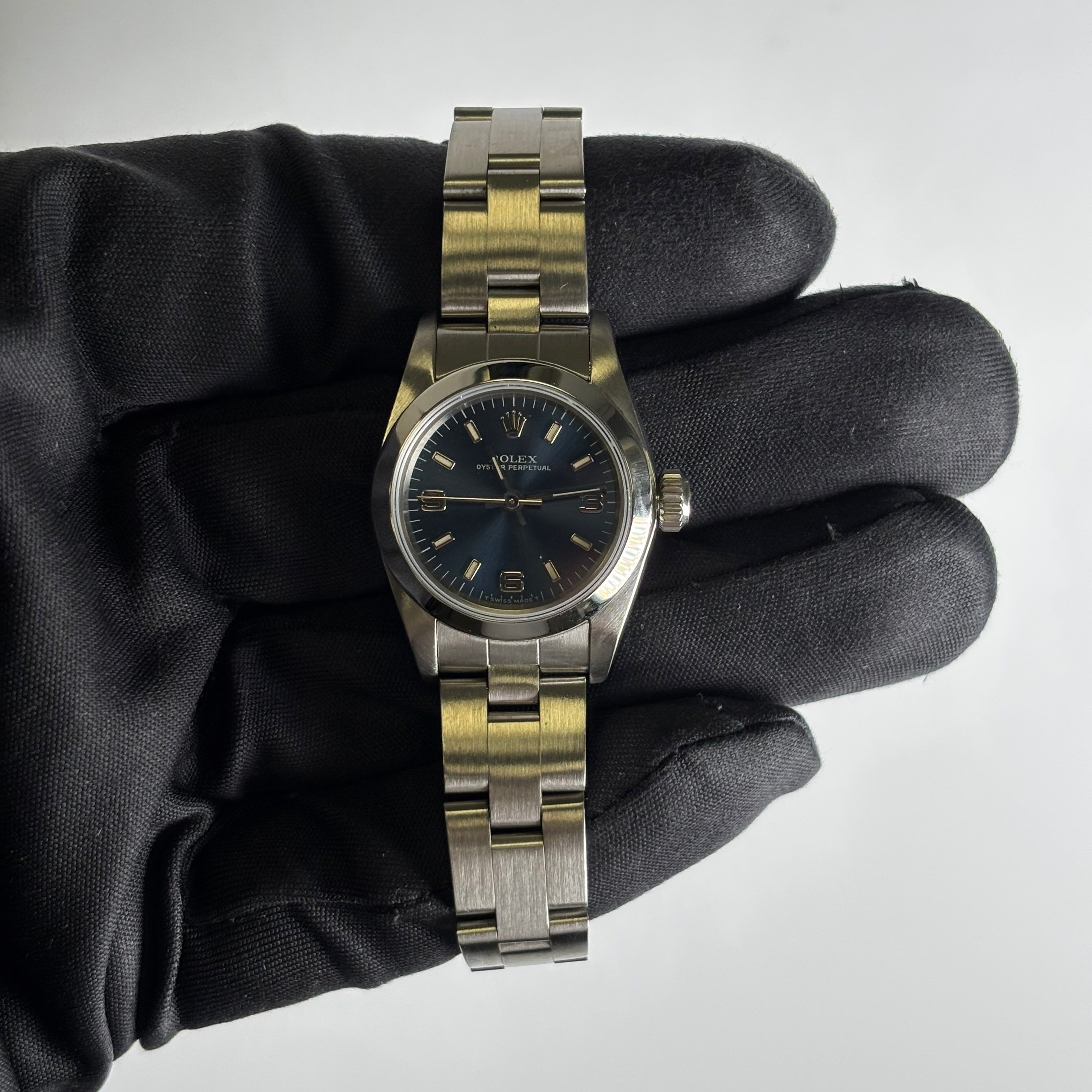 Rolex Oyster Perpetual 26mm Blue Dial Watch Ref# 67180 - Happy Jewelers Fine Jewelry Lifetime Warranty