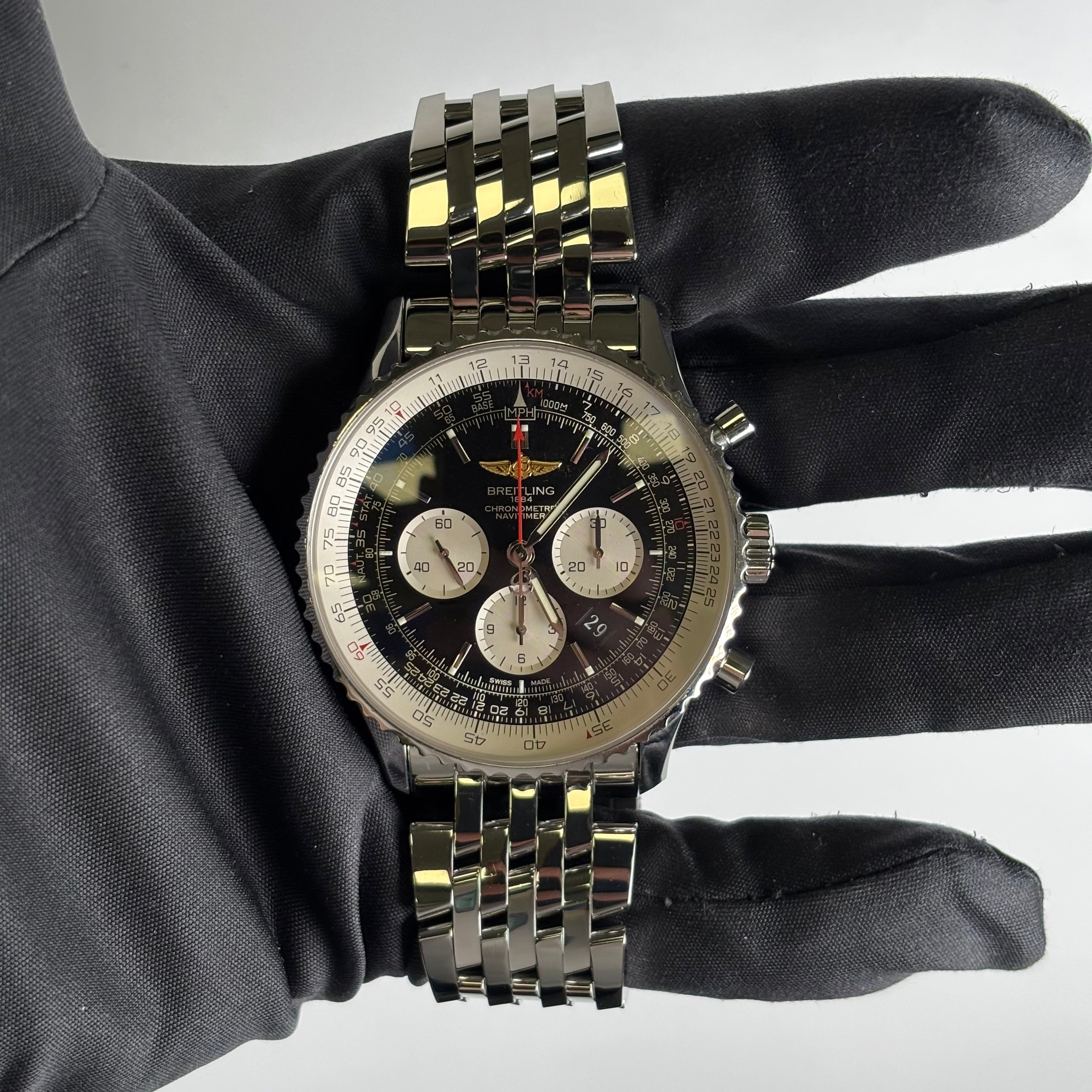 Breitling Navitimer 46mm Black Dial Watch Ref# AB0127 - Happy Jewelers Fine Jewelry Lifetime Warranty