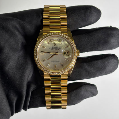 Rolex Day-Date 36mm MOP Dial Watch Ref# 128348RBR - Happy Jewelers Fine Jewelry Lifetime Warranty