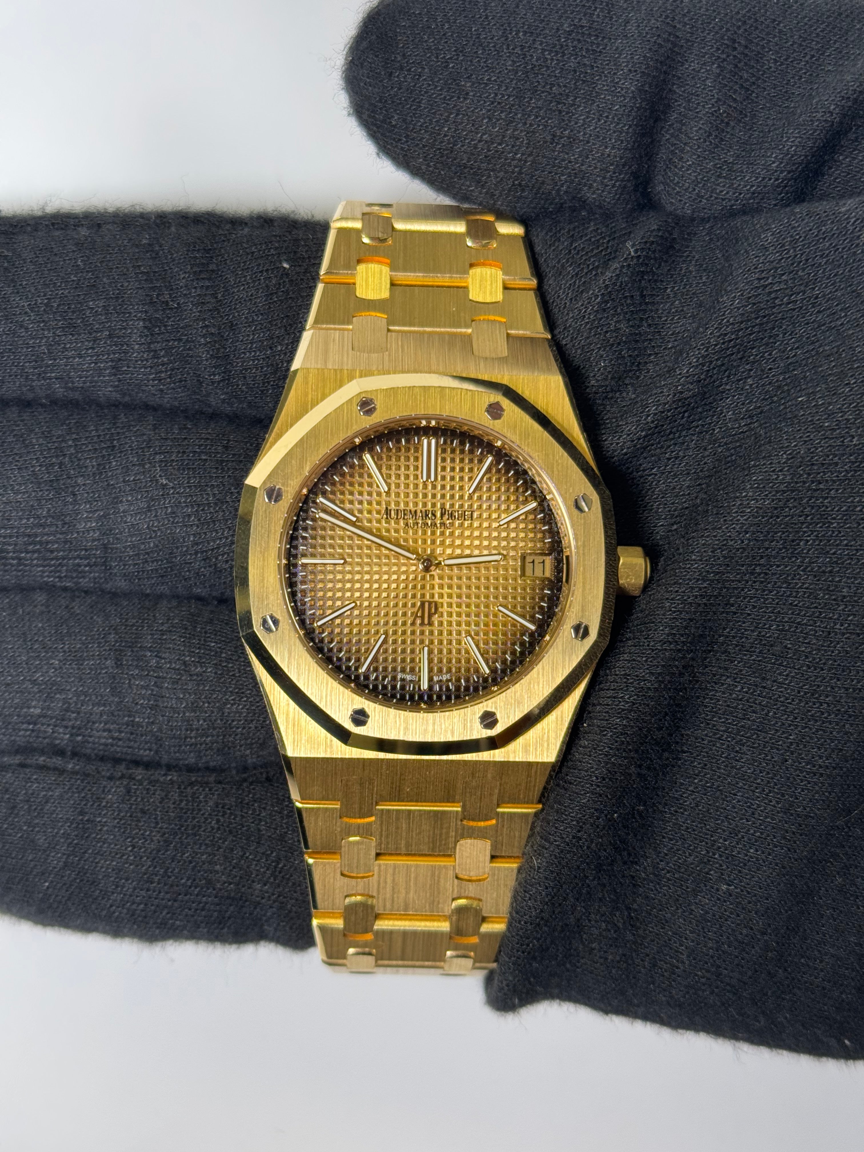 Audemars Piguet Royal Oak 39mm Yellow Dial Watch Ref# 16202BA.OO.1240BA.01 - Happy Jewelers Fine Jewelry Lifetime Warranty
