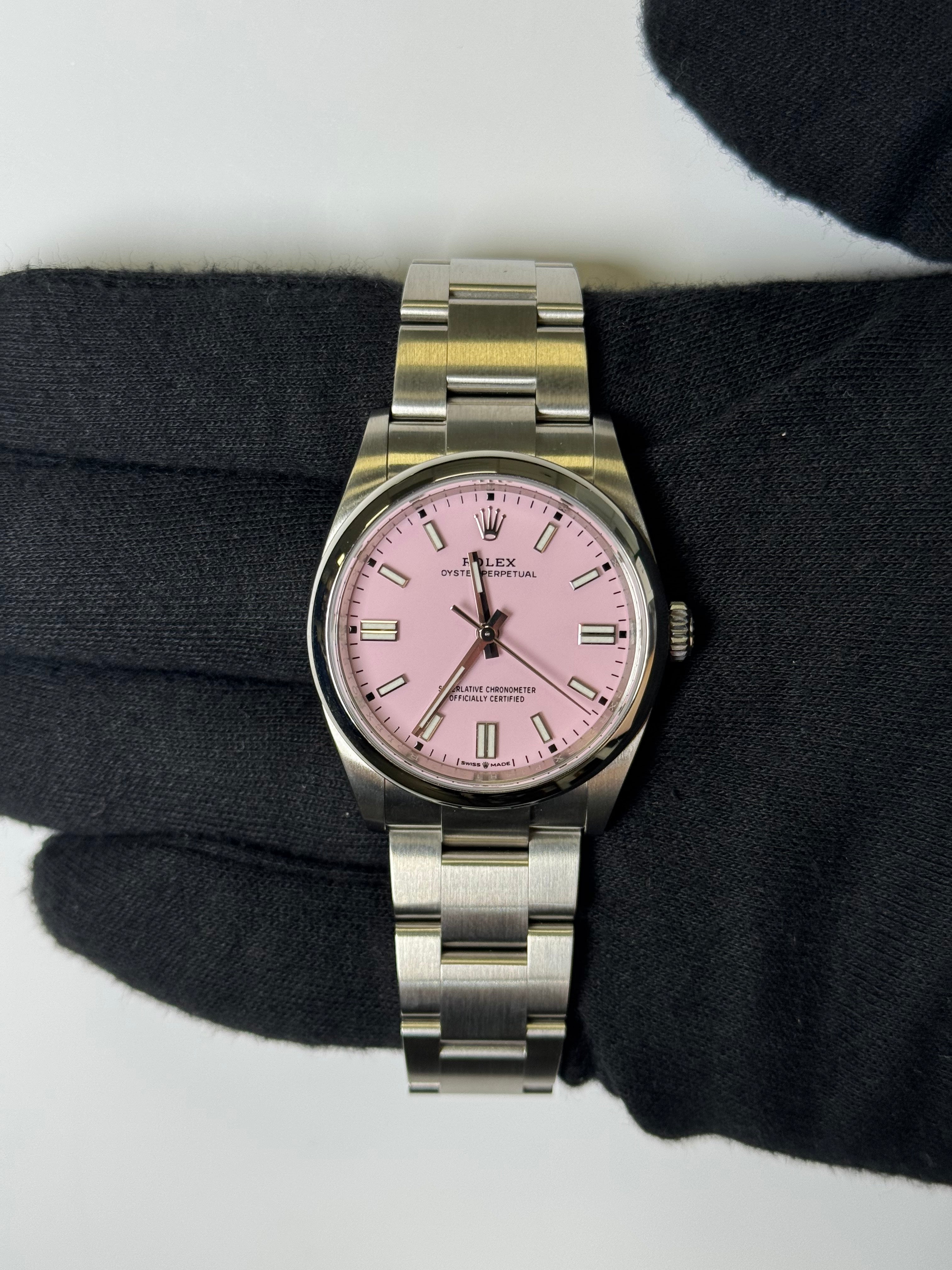 Rolex Oyster Perpetual 36mm Pink Dial Watch Ref# 126000 - Happy Jewelers Fine Jewelry Lifetime Warranty