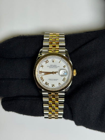 Rolex Datejust 36mm White Roman Dial Watch Ref# 126233 - Happy Jewelers Fine Jewelry Lifetime Warranty