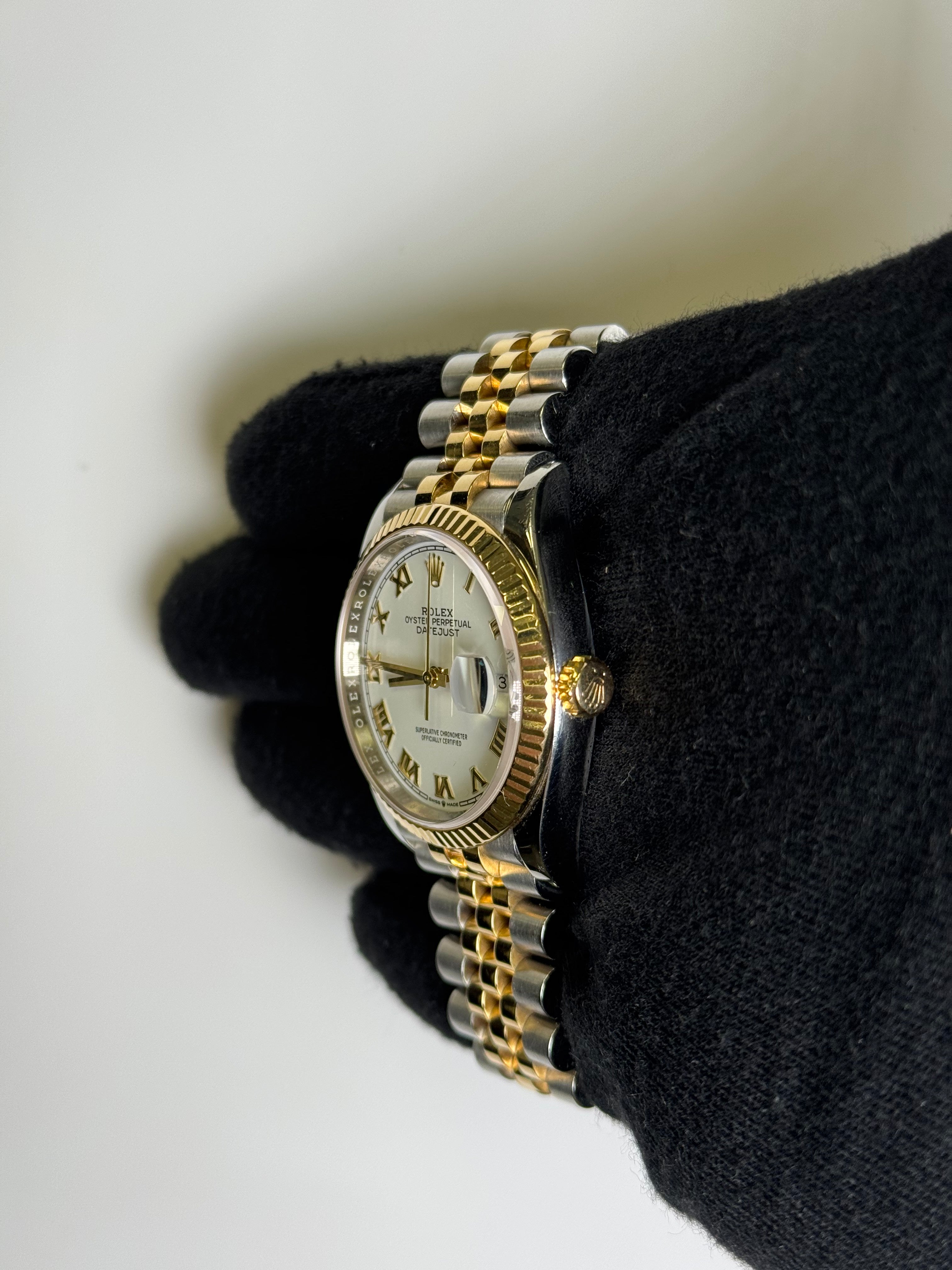 Rolex Datejust 36mm White Roman Dial Watch Ref# 126233 - Happy Jewelers Fine Jewelry Lifetime Warranty