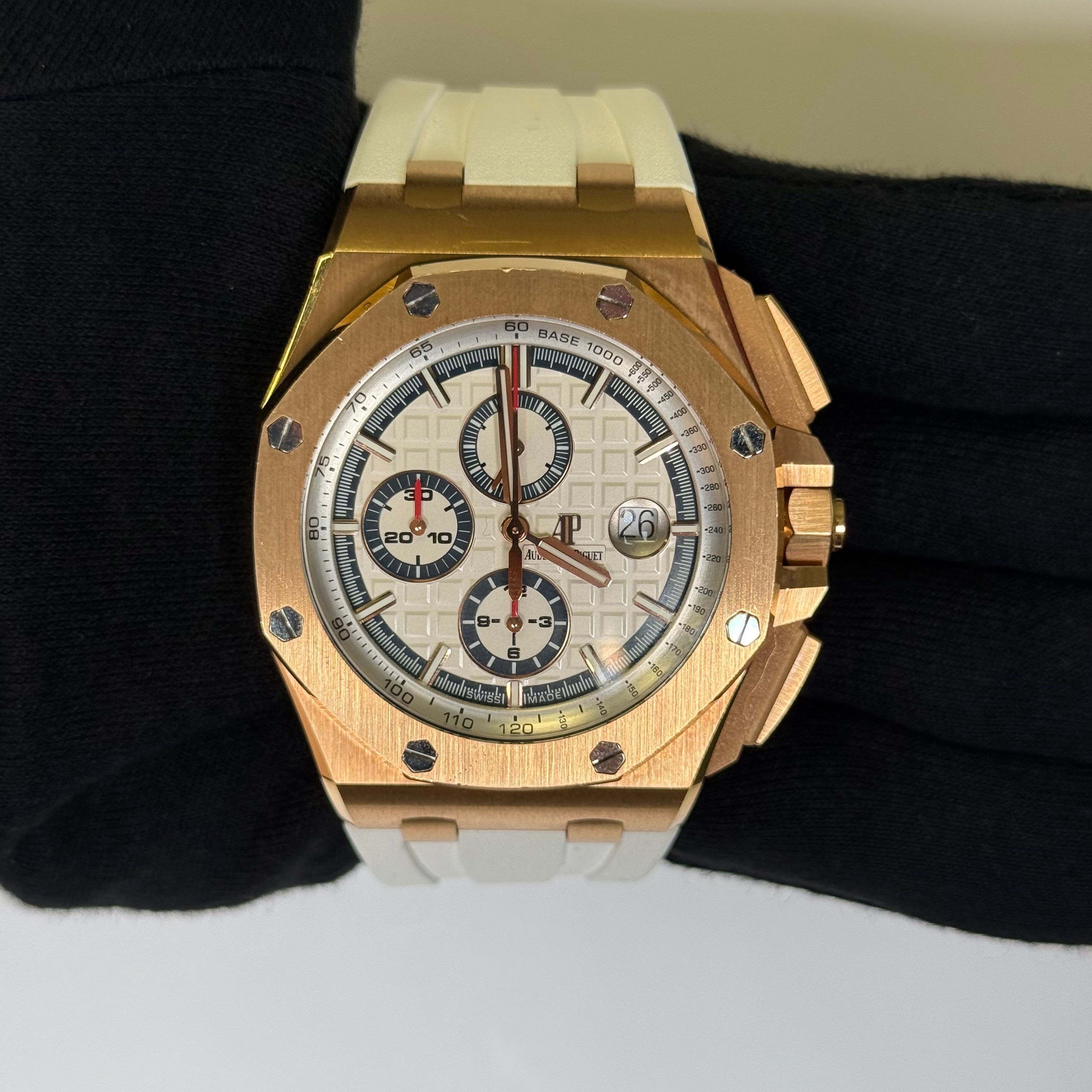 Audemars Piguet Royal Oak 44mm White Dial Watch Ref# 26408OR.OO.A010CA.01 - Happy Jewelers Fine Jewelry Lifetime Warranty