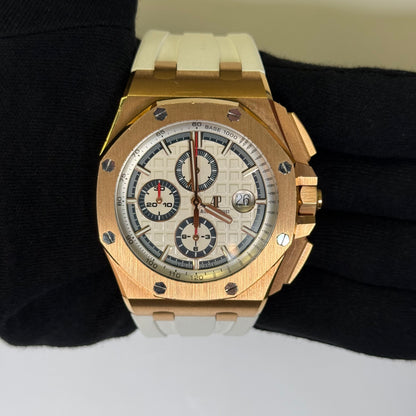 Audemars Piguet Royal Oak 44mm White Dial Watch Ref# 26408OR.OO.A010CA.01 - Happy Jewelers Fine Jewelry Lifetime Warranty