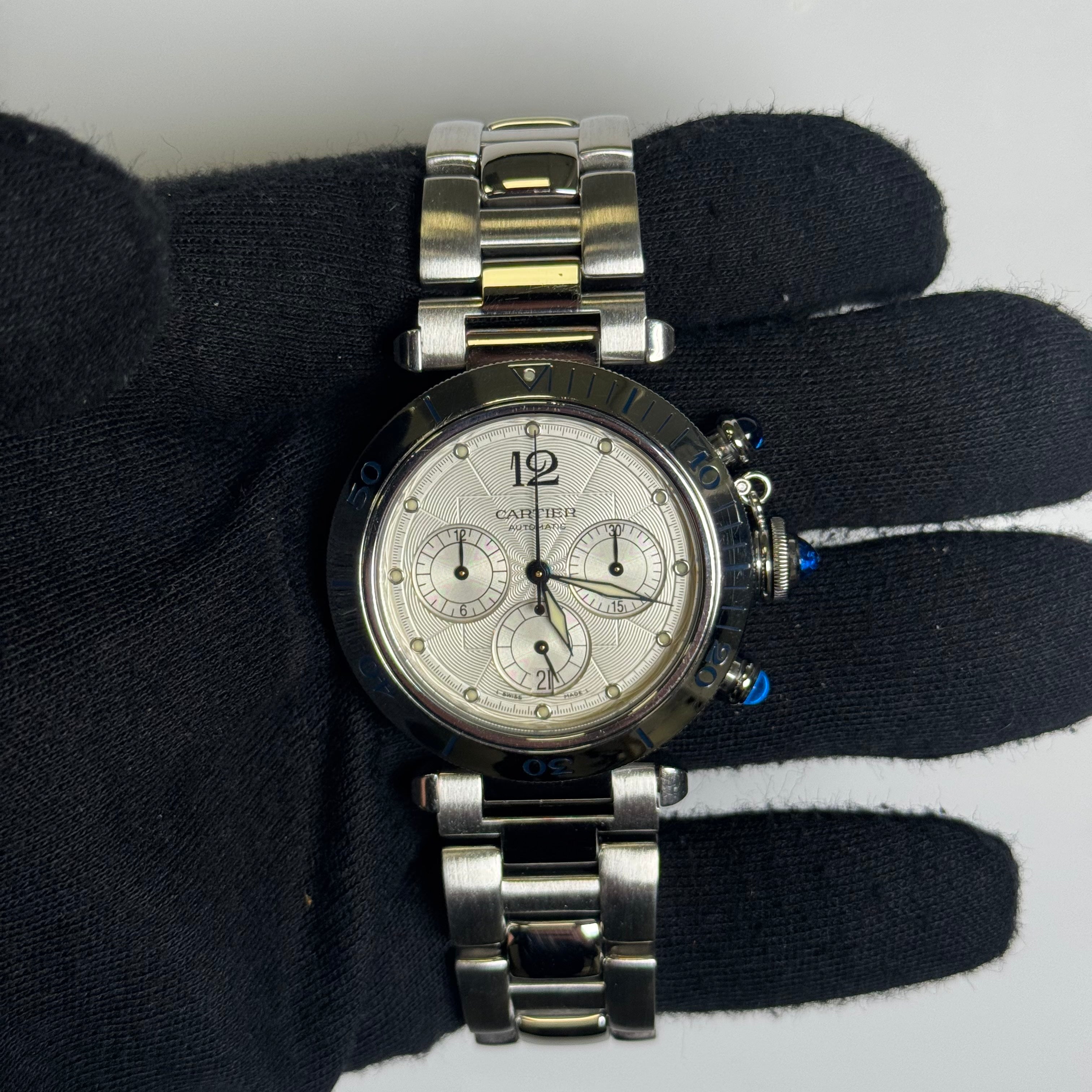 Cartier Pasha 38mm Silver Dial Watch Ref# W31030H3 - Happy Jewelers Fine Jewelry Lifetime Warranty