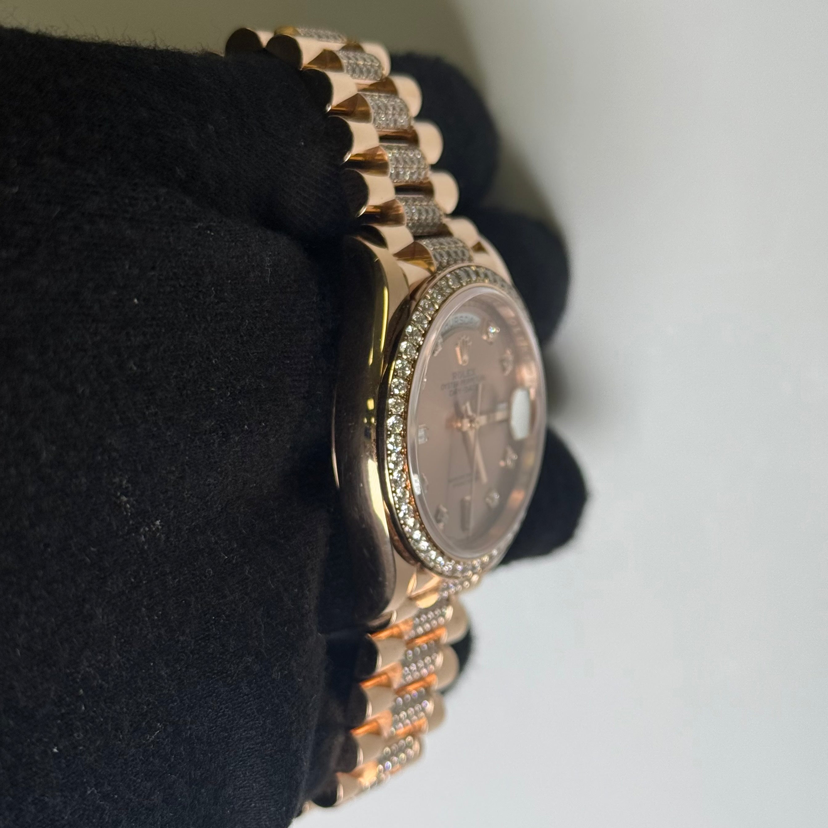 Rolex Day-Date 36mm Everose Dial Watch Ref# 128345RBR - Happy Jewelers Fine Jewelry Lifetime Warranty