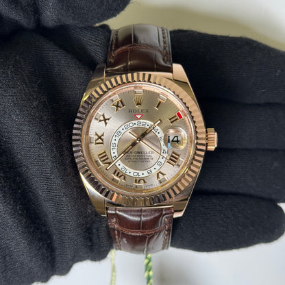 Rolex Sky-Dweller 42mm Everose Dial Watch Ref# 326135 - Happy Jewelers Fine Jewelry Lifetime Warranty