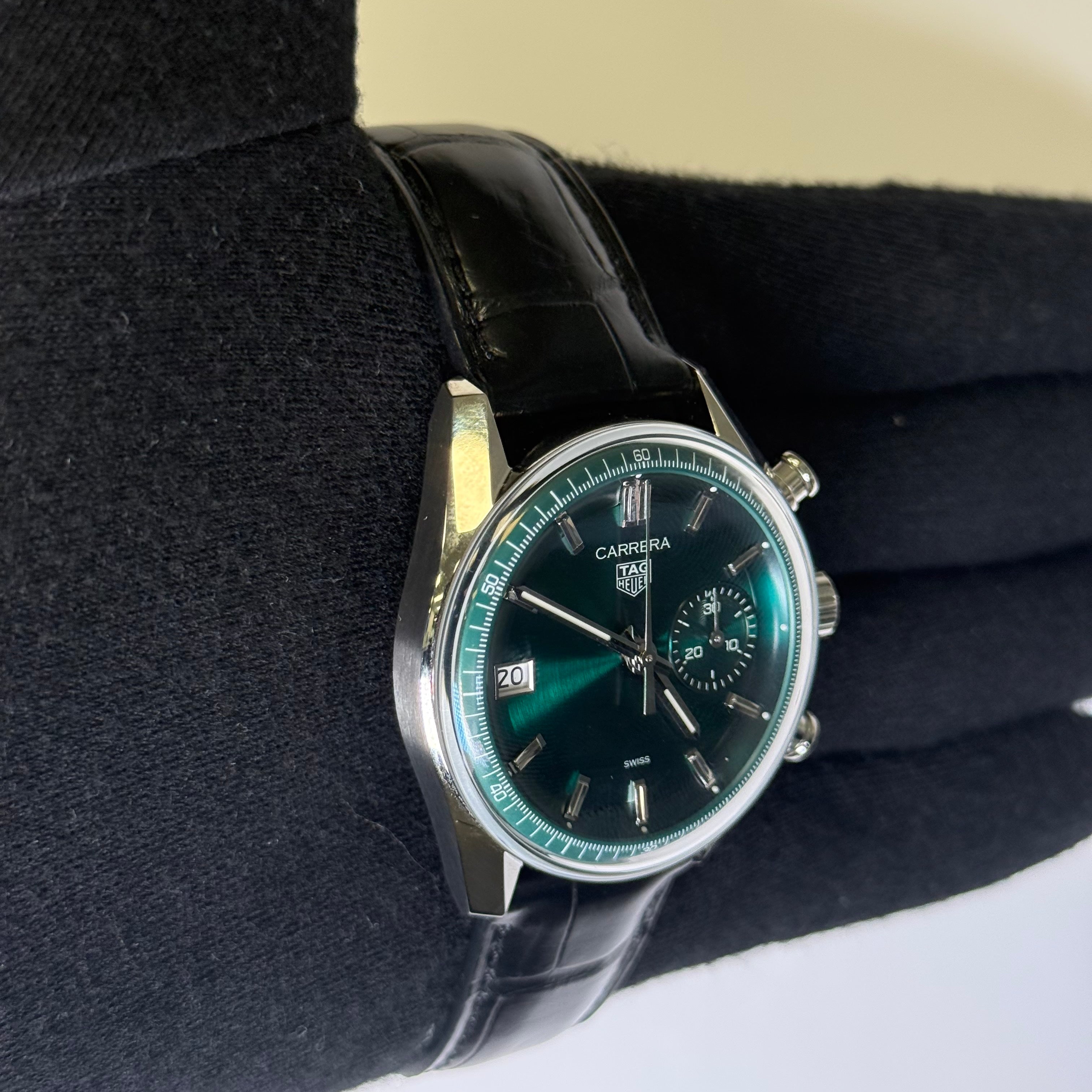 Tag Heuer Carrera 39mm Green Dial Watch Ref# CBS2211 - Happy Jewelers Fine Jewelry Lifetime Warranty
