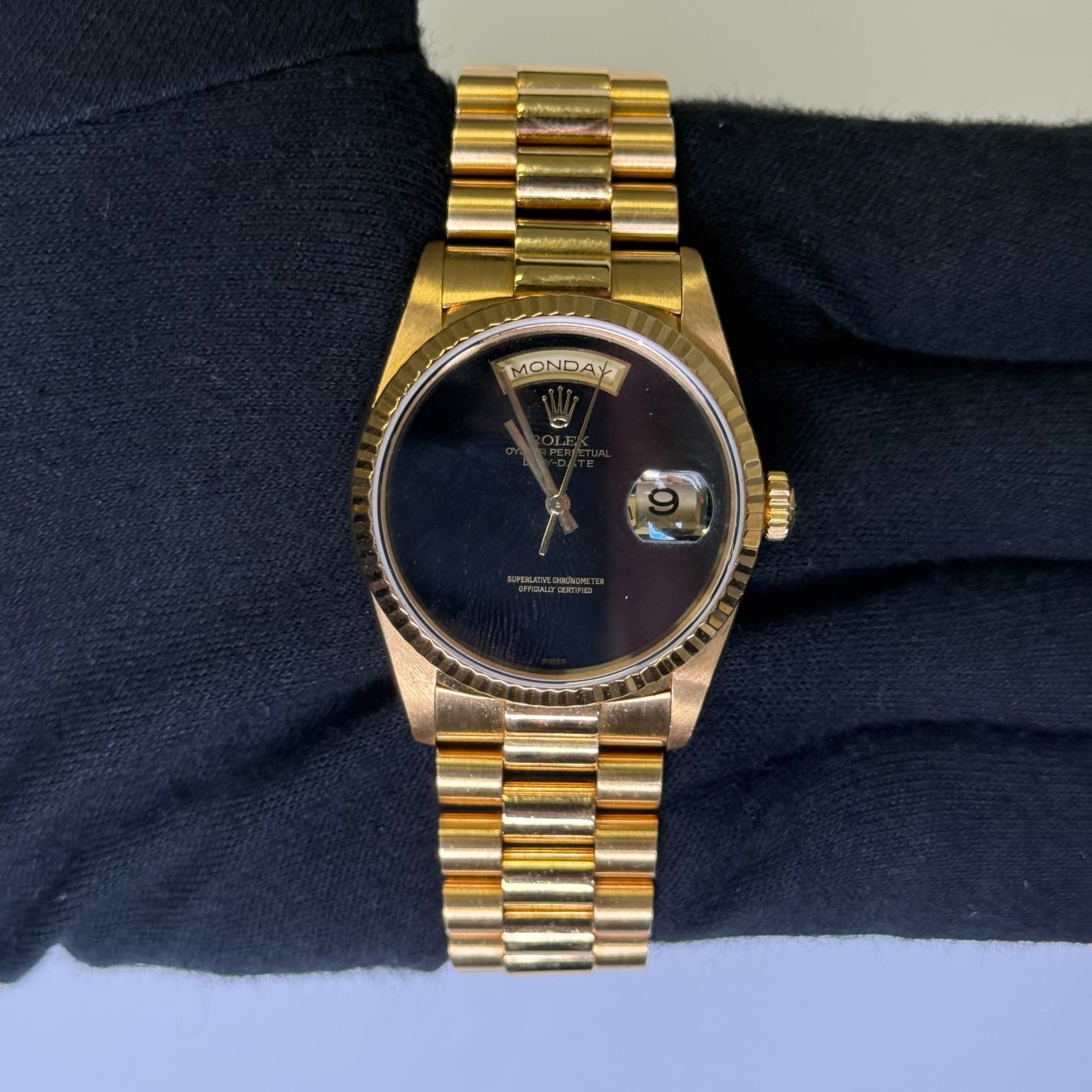 Rolex Day-Date 36mm Black Dial Watch Ref# 18238 - Happy Jewelers Fine Jewelry Lifetime Warranty