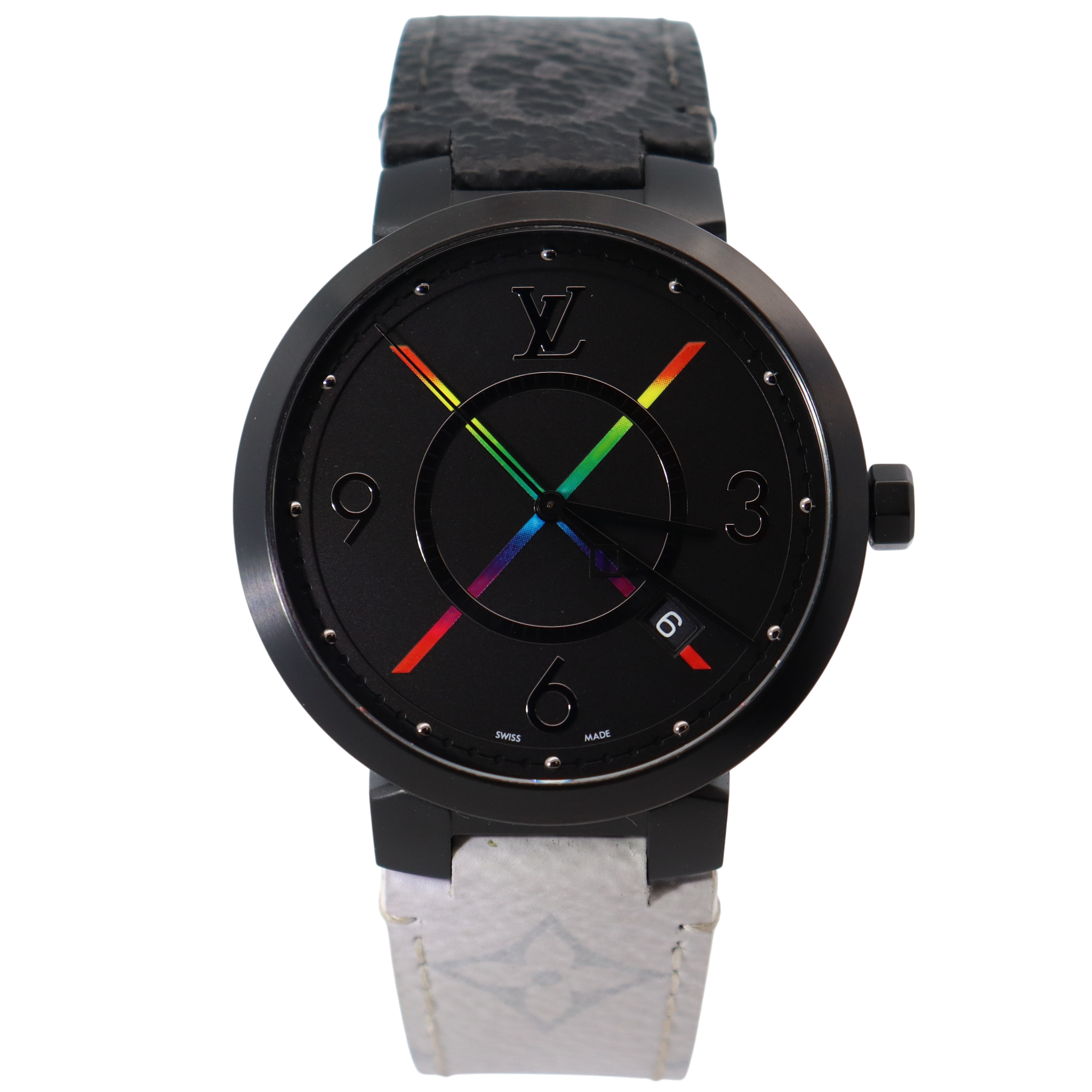 Louis Vuitton Tambour 39mm Black Rainbow X Dial Watch Ref# QA113 - Happy Jewelers Fine Jewelry Lifetime Warranty