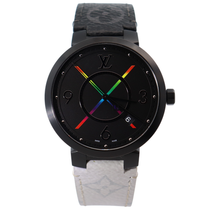 Louis Vuitton Tambour 39mm Black Rainbow X Dial Watch Ref# QA113 - Happy Jewelers Fine Jewelry Lifetime Warranty