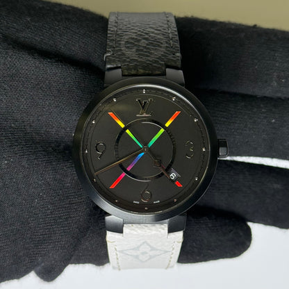 Louis Vuitton Tambour 39mm Black Rainbow X Dial Watch Ref# QA113 - Happy Jewelers Fine Jewelry Lifetime Warranty