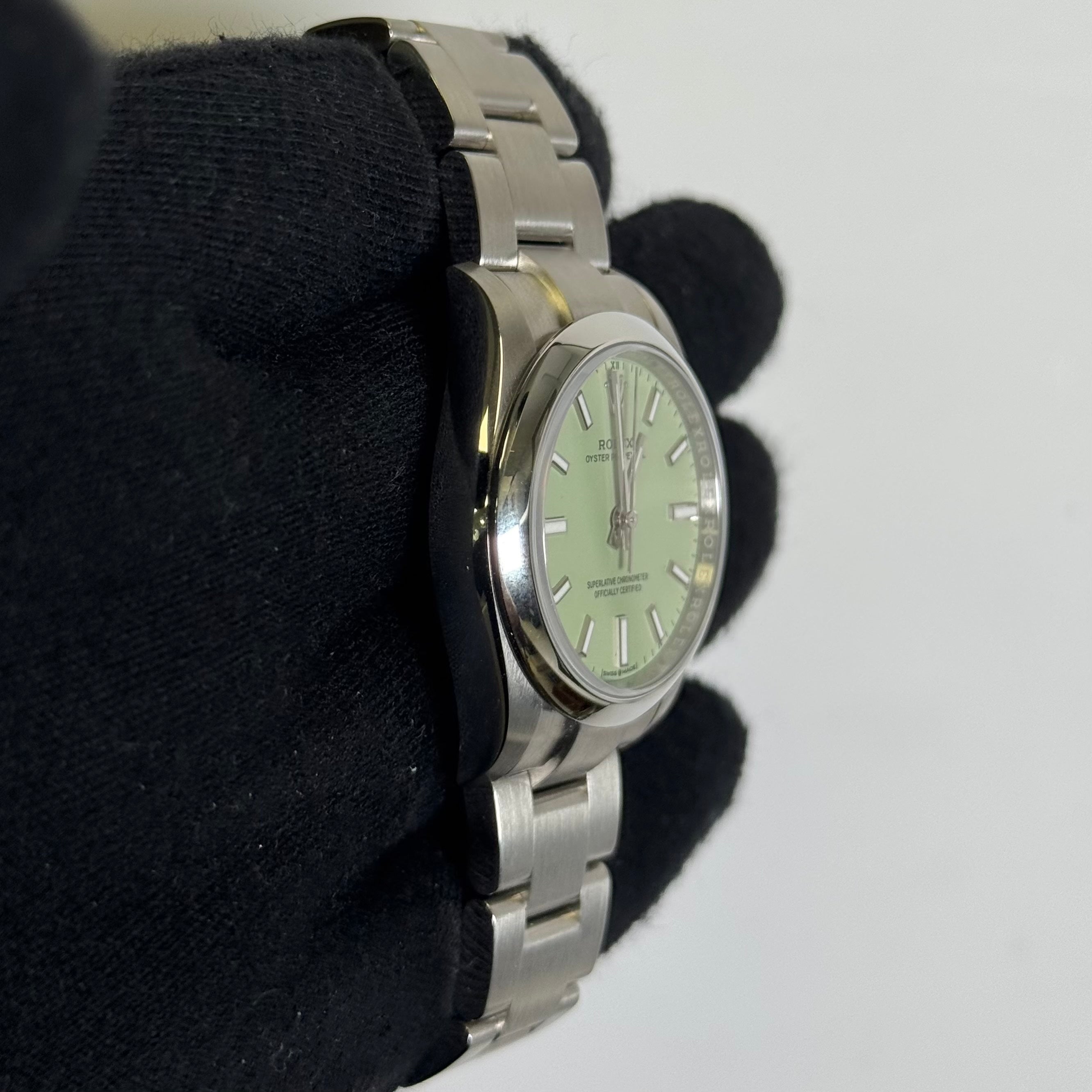 Rolex Oyster Perpetual 34mm Pistachio Dial Watch Ref# 124200 - Happy Jewelers Fine Jewelry Lifetime Warranty