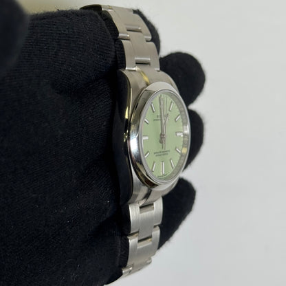 Rolex Oyster Perpetual 34mm Pistachio Dial Watch Ref# 124200 - Happy Jewelers Fine Jewelry Lifetime Warranty