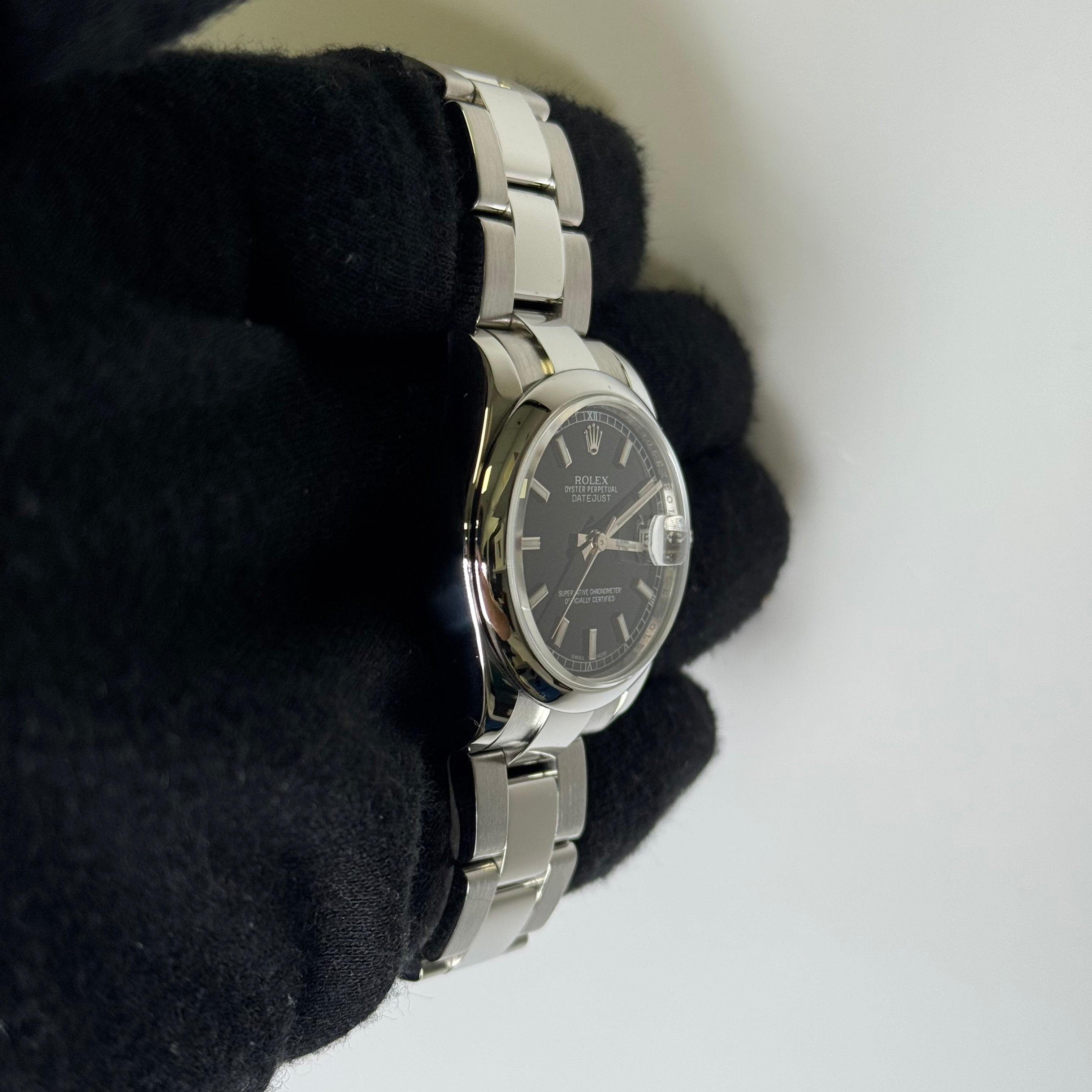 Rolex Datejust Stainless Steel 31mm Black Stick Dial Watch Reference# 178240 - Happy Jewelers Fine Jewelry Lifetime Warranty