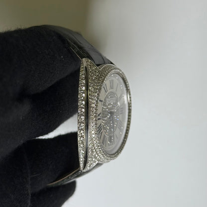 Cartier Cle 40mm Silver Diamond Dial Watch Ref# 3849 - Happy Jewelers Fine Jewelry Lifetime Warranty