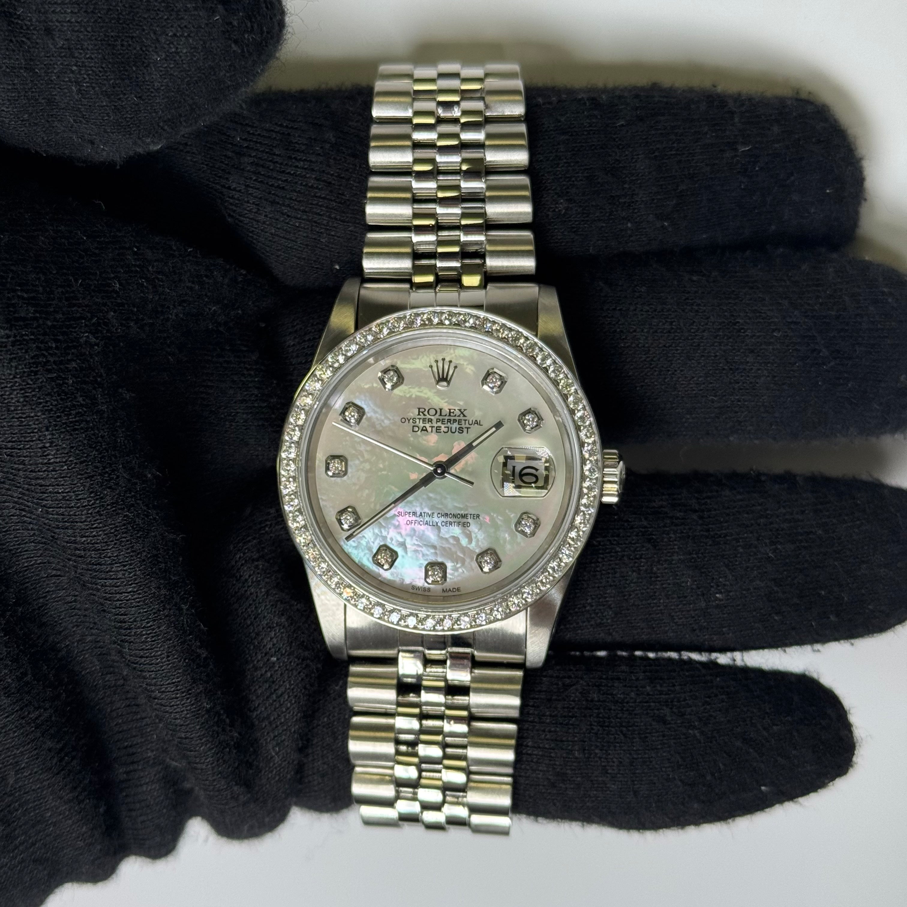 Rolex Datejust 36mm MOP Dial Watch Ref# 16220 - Happy Jewelers Fine Jewelry Lifetime Warranty