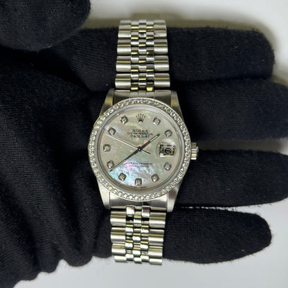 Rolex Datejust 36mm MOP Dial Watch Ref# 16220 - Happy Jewelers Fine Jewelry Lifetime Warranty