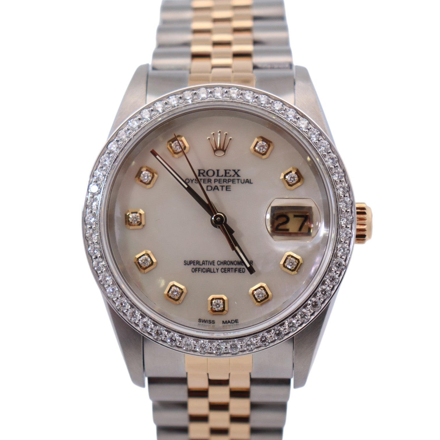 Rolex Oyster Perpetual 34mm MOP Dial Watch Ref# 15223 - Happy Jewelers Fine Jewelry Lifetime Warranty