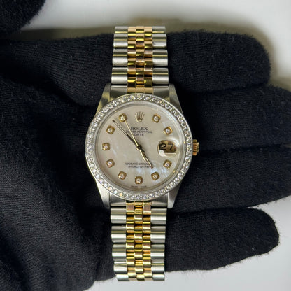 Rolex Oyster Perpetual 34mm MOP Dial Watch Ref# 15223 - Happy Jewelers Fine Jewelry Lifetime Warranty