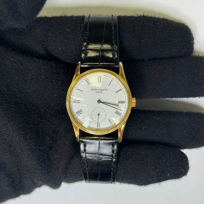 Patek Philippe Calatrava 31mm White Dial Watch Ref# 3796-DJ-001 - Happy Jewelers Fine Jewelry Lifetime Warranty