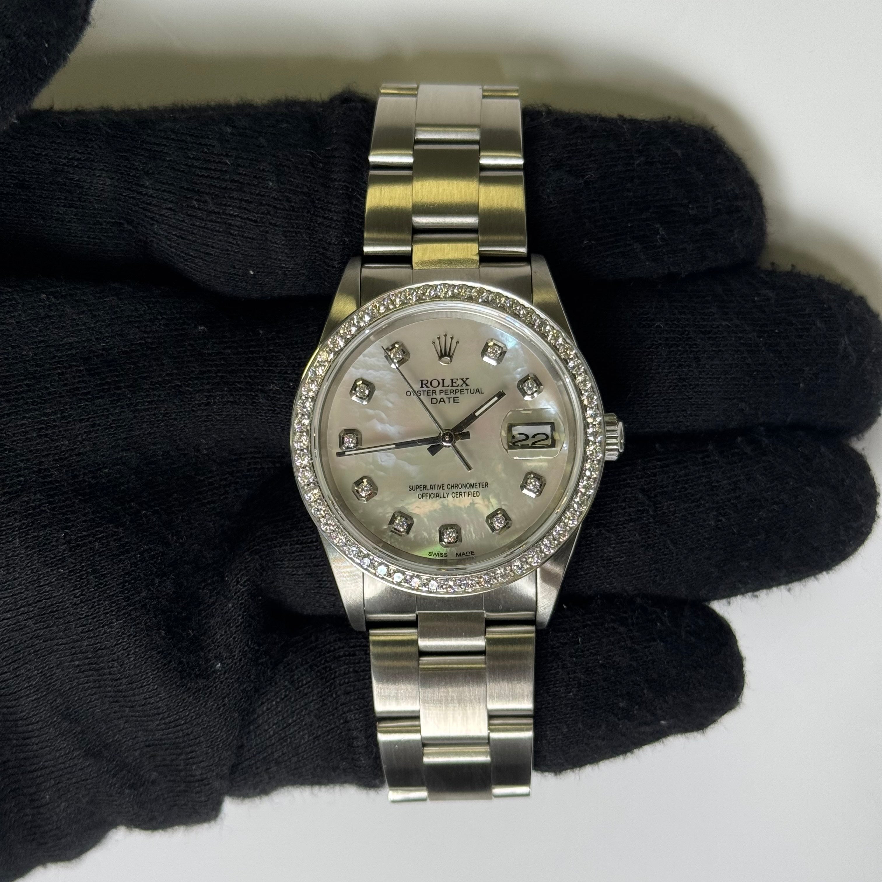 Rolex Perpetual Date 34mm MOP Dial Watch Ref# 15210 - Happy Jewelers Fine Jewelry Lifetime Warranty