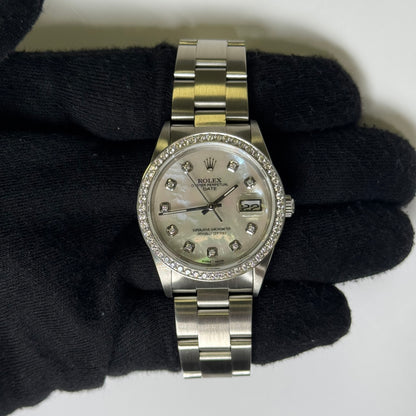 Rolex Perpetual Date 34mm MOP Dial Watch Ref# 15210 - Happy Jewelers Fine Jewelry Lifetime Warranty