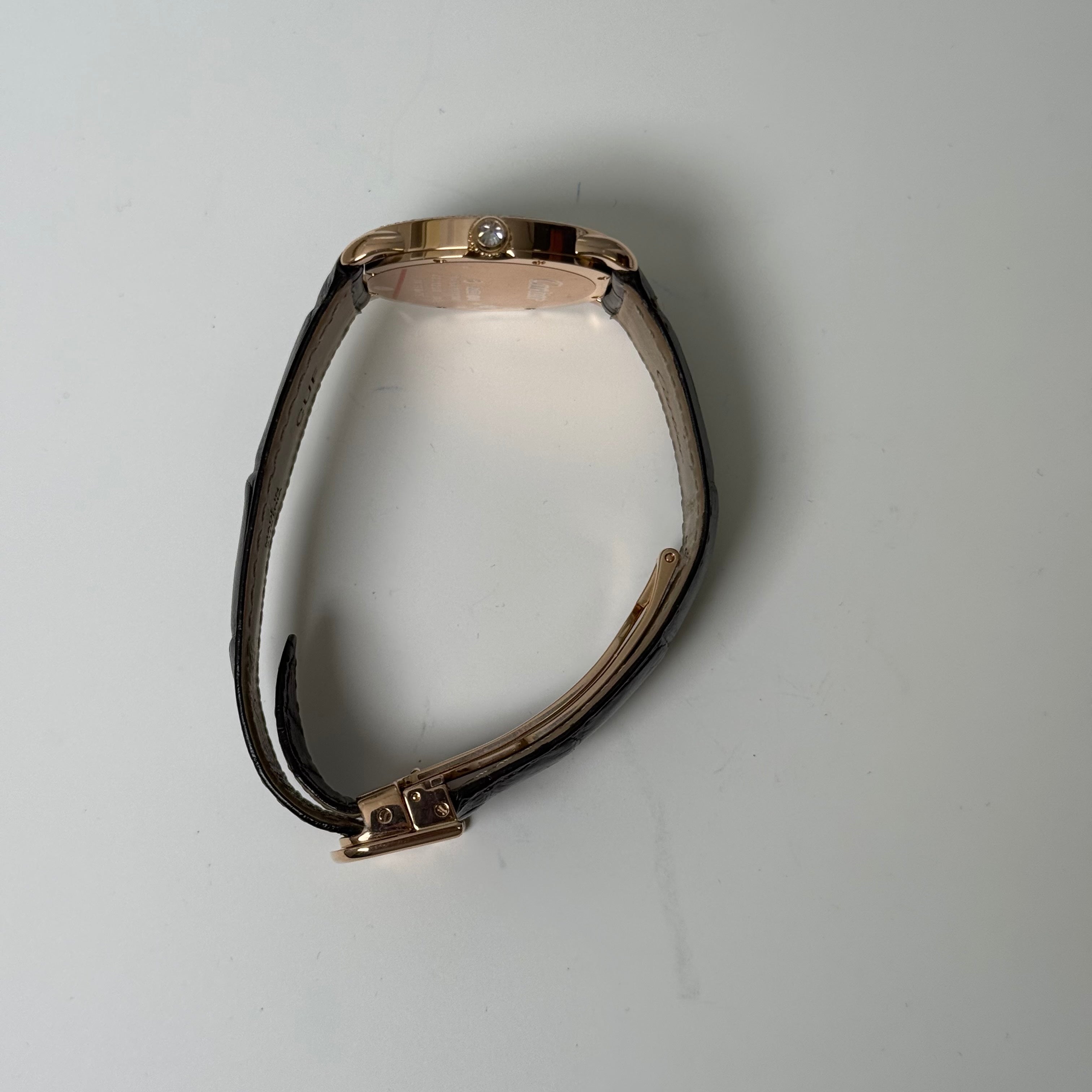 Cartier Ronde Louis 28mm 18K Rose Gold Cream Roman Dial Watch Factory Diamond Bezel With Black Leather Strap REF# 2886 - Happy Jewelers Fine Jewelry Lifetime Warranty