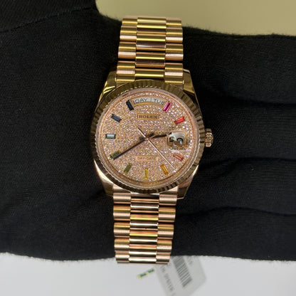 Rolex Day-Date 36mm Pave Dial Watch Ref# 128235 - Happy Jewelers Fine Jewelry Lifetime Warranty