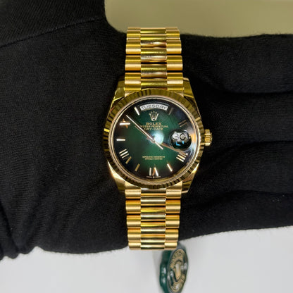 Rolex Day-Date 36mm Green Dial Watch Ref# 128238 - Happy Jewelers Fine Jewelry Lifetime Warranty