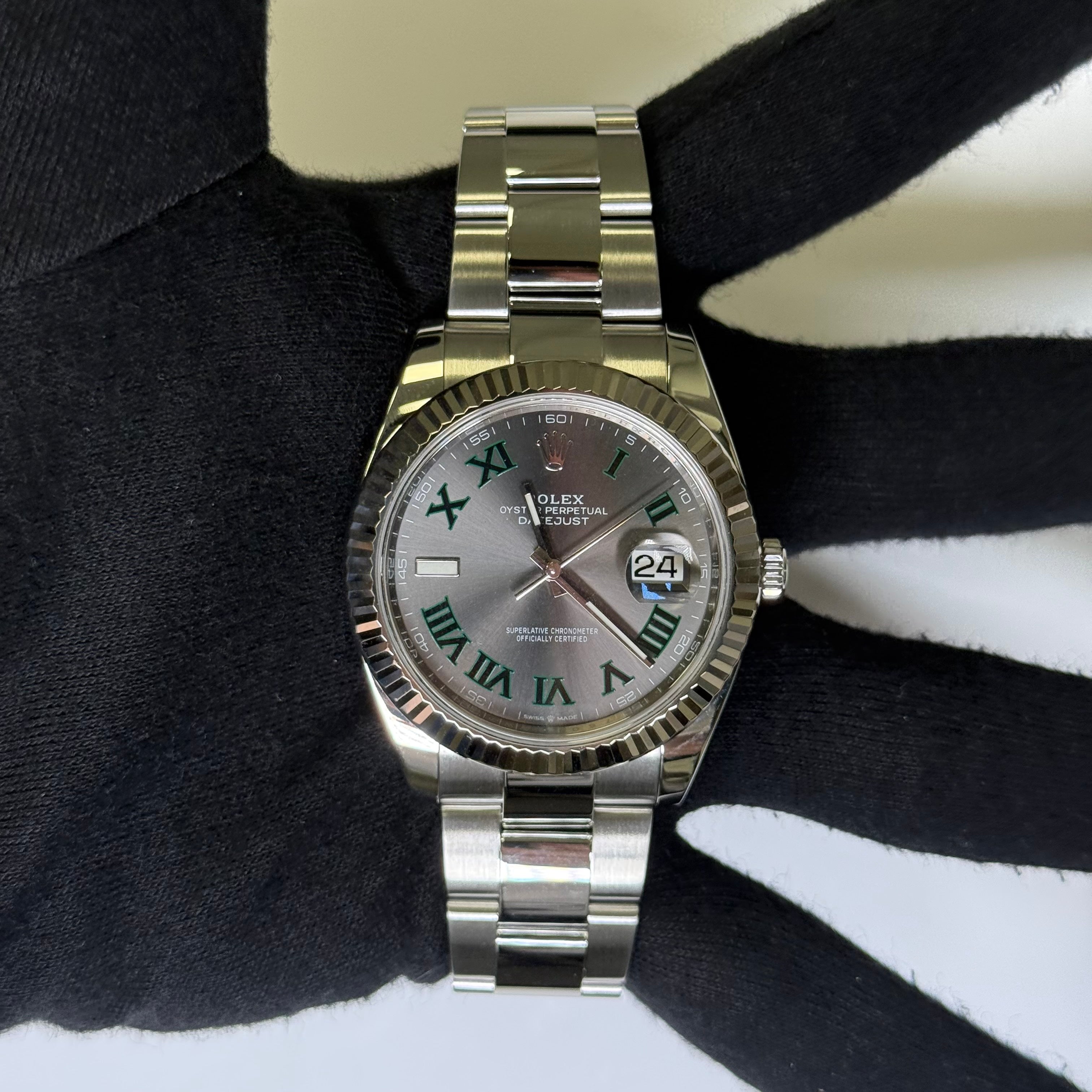 Rolex Datejust Stainless Steel 41mm Roman Wimbledon Dial Watch Reference# 126334 - Happy Jewelers Fine Jewelry Lifetime Warranty